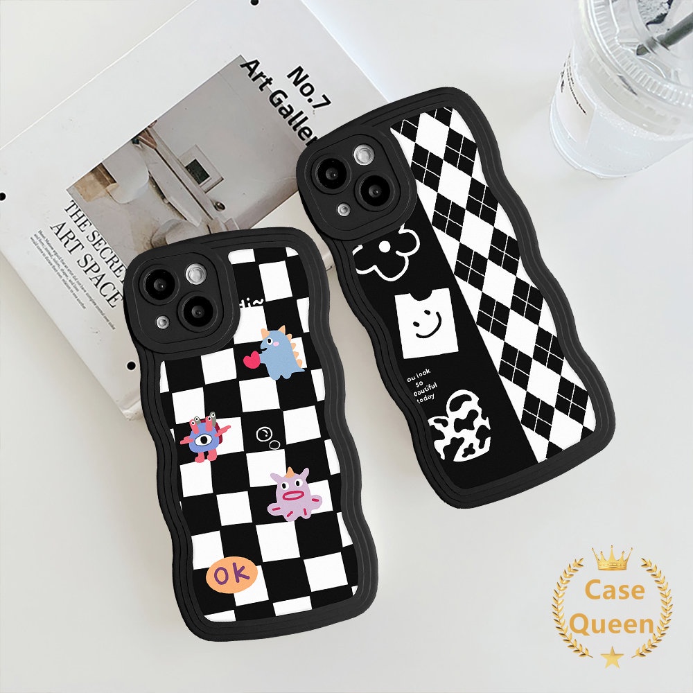 Cartoon Toy Story Checkerboard Sunflower Couple Case for Redmi 9C A1 9C NFC 9A 9T 10A 10C 12C 10 9 Note 10 11 9 8 11s 10S Cute Little Monsters Diamond Soft Wavy Edge Cover