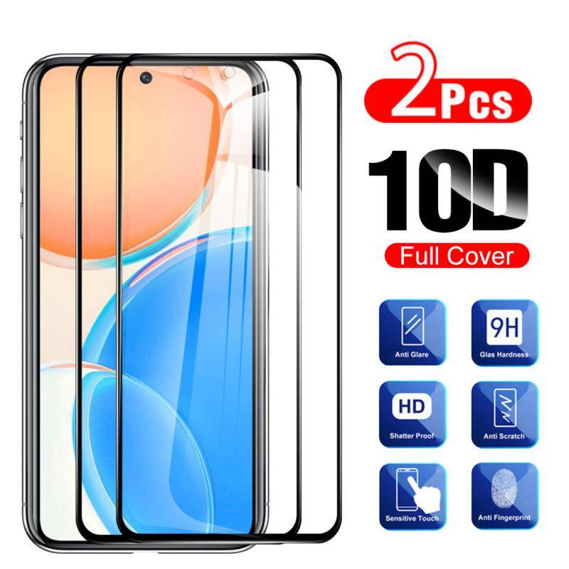 2pcs Full Cover Hitam Tempered Glass Untuk Huawei honor X40 GT X40i X8 X7a X7 X6 X5 Kaca Pelindung Untuk Huawei honor X30 X10 Max X20 SE X30i X9 X8a Film
