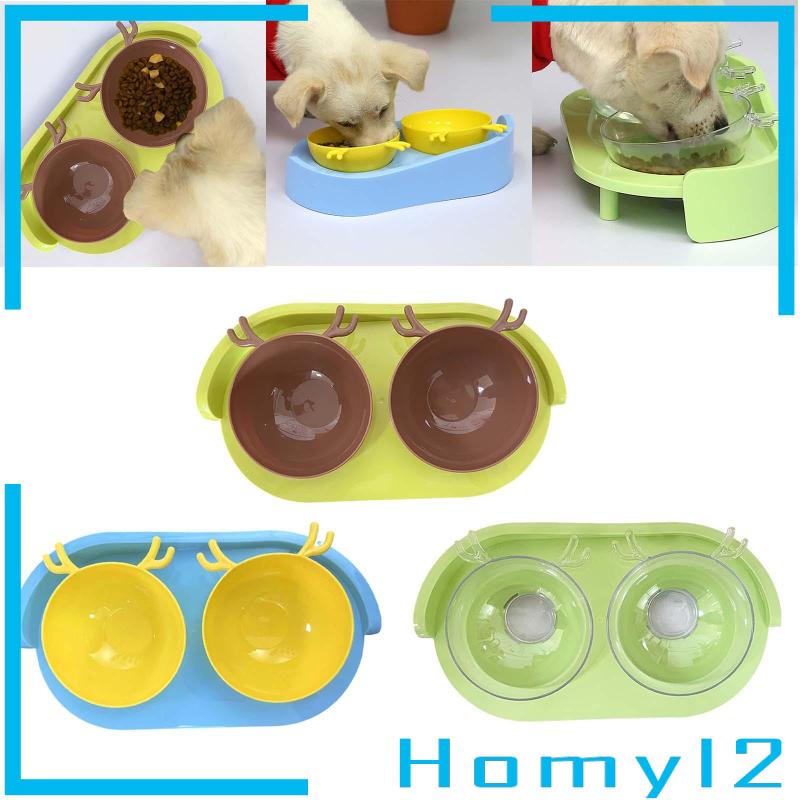 [HOMYL2] Mangkuk Kucing Ganda Untuk Makanan Dan Air Elevated Tilted Food Container Dog Bowls