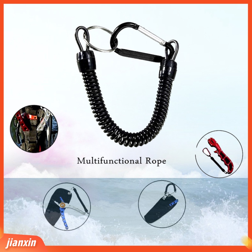 (In Stock) Anti Hilang Tali Ditarik Elastis Dengan Keyring Carabiner Multifungsi Anti-Pencurian TPU Diliuk Musim Semi Memancing Anti-lost Safety Lanyard Perlengkapan Luar Ruangan