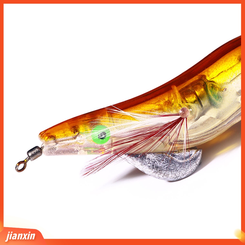 (In Stock) 12.8cm /21g Simulasi Udang Umpan Bercahaya 3D Mata Tahan Air Tajam Kait Multi Kait Malam Memancing Anti-escape Stainless Udang Umpan Alat Memancing