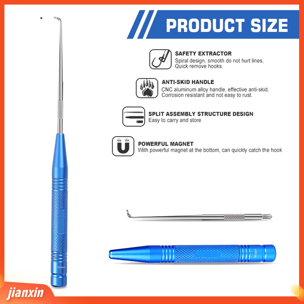 (In Stock) ic Bawah Spiral Desain Kait Retraktor Pegangan Anti-Selip Tabung Penyimpanan Dilepas Stainless Steel Fish Hook Remover Peralatan Memancing