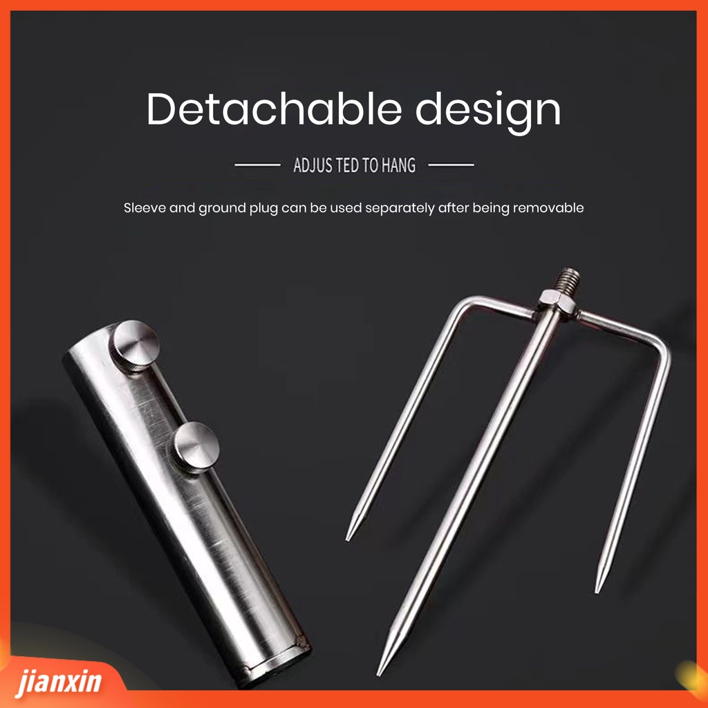 (In Stock) Parasol Rumput Spike Multifungsi Portable Menebal Warna Silver Parasol Stand Support Split Ground Spike Outdoor Metal Fishing Rod Stand Aksesoris Pancing