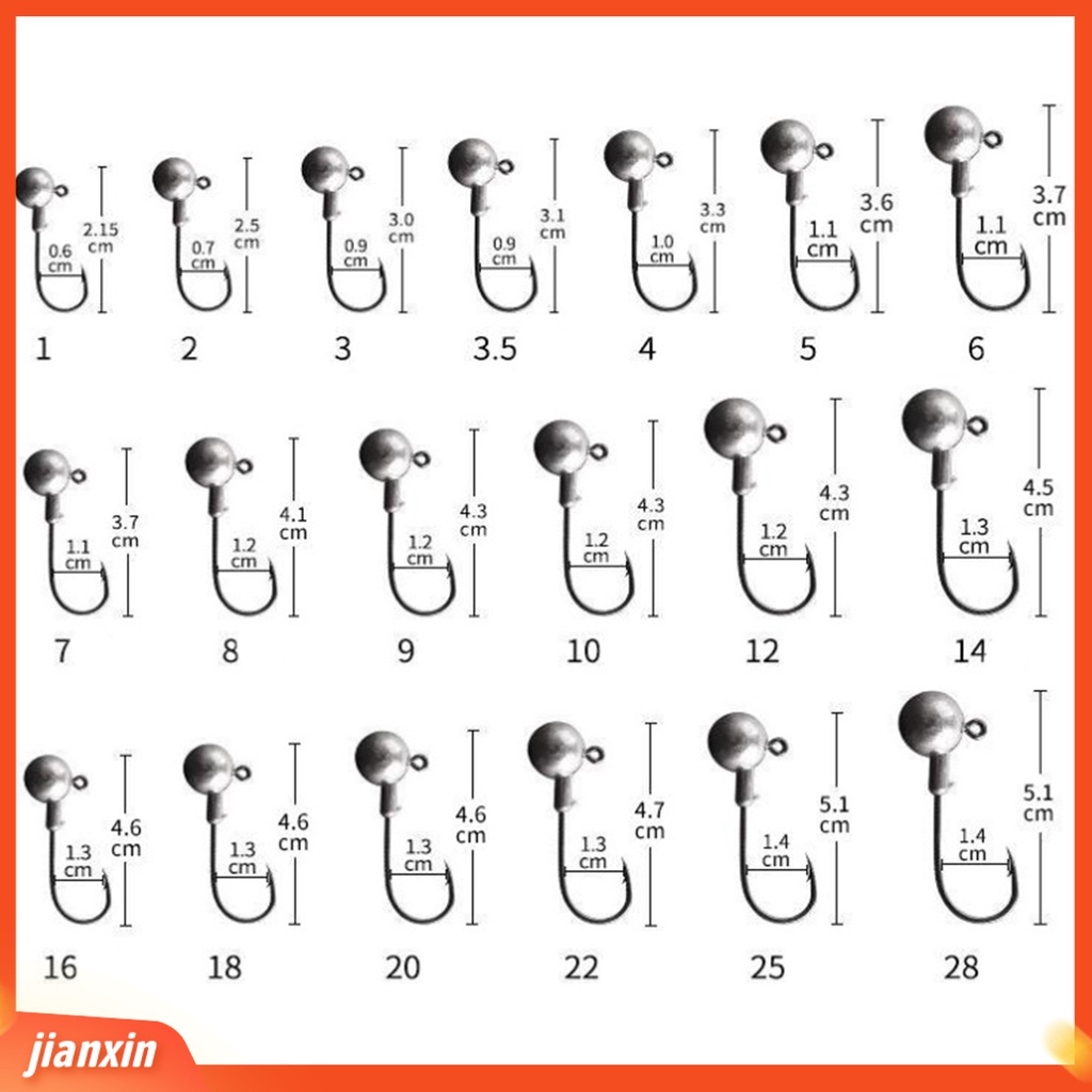 (In Stock) 10Pcs Kait Kepala Memimpin Portabel Anti-Korosi Tajam Kepala Bola Putaran Jigs Fishing Tackles Untuk Air Asin