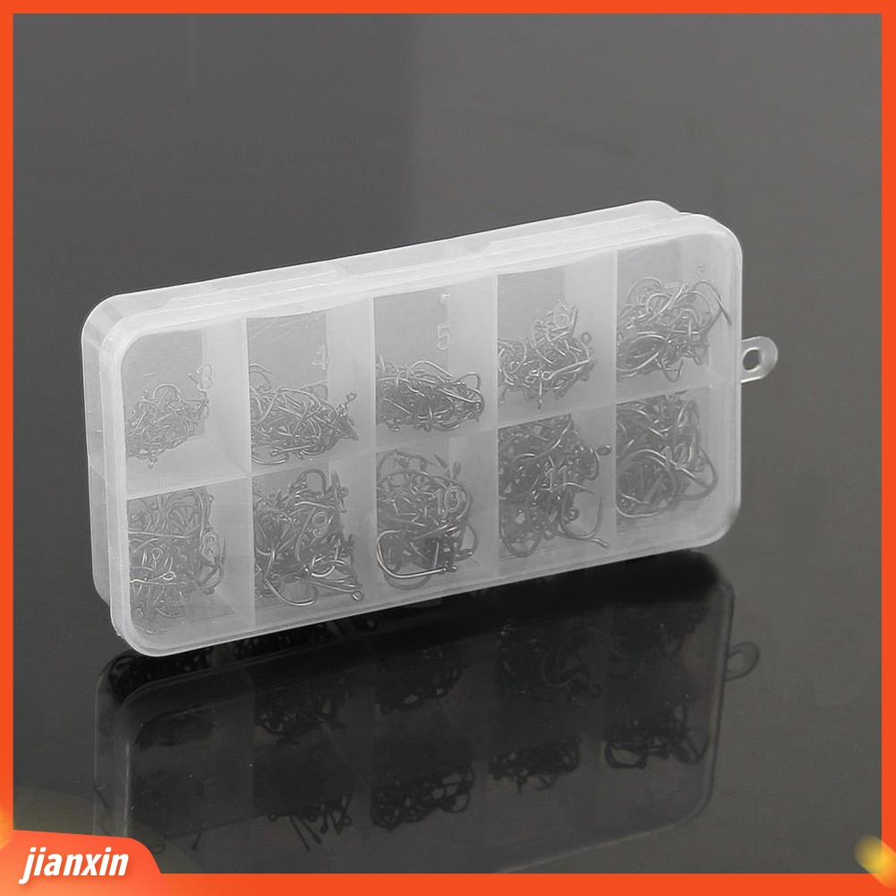(In Stock) 500Pcs 10ukuran Aneka Kait Pancing Tajam Umpan Umpan Dengan Tackle Box