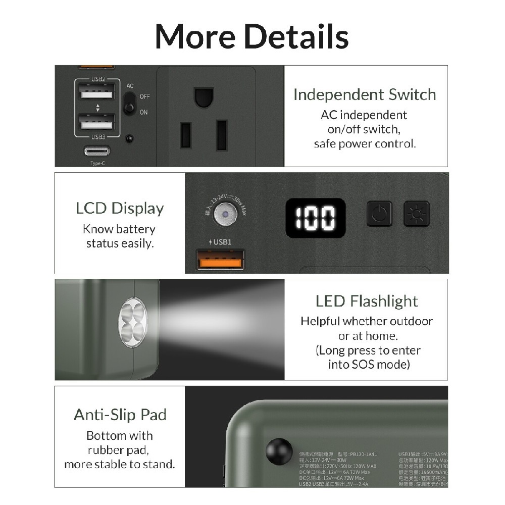 AKN88 - ORICO PB120-1A4U Portable Power Station 39000mAh 120W Power-On-The-Go