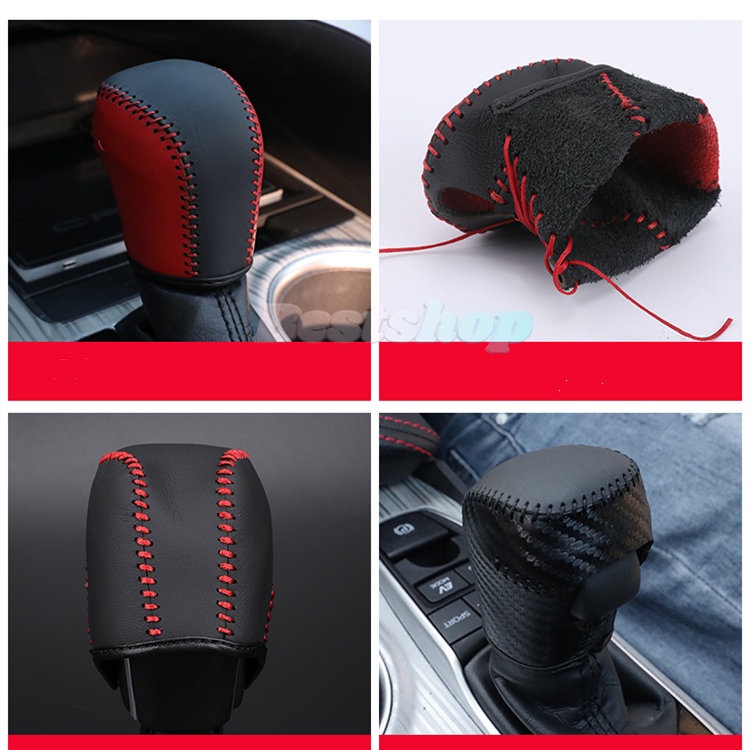 Cover Knob Pemindah Gigi Bahan Kulit Untuk Toyota Corolla Cross Camry Rav4 Rav4 2014-2019 Otomatis Jahitan Tangan DIY Gear Shift Kerah