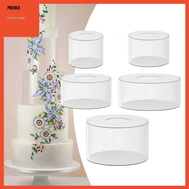[Predolo] Kotak Display Kue Silinder Stand Bulat Hias Cake Tray Akrilik Bening Cake Stand Cake Tier Untuk Pajangan Ulang Tahun Food Tabletop Party Decor