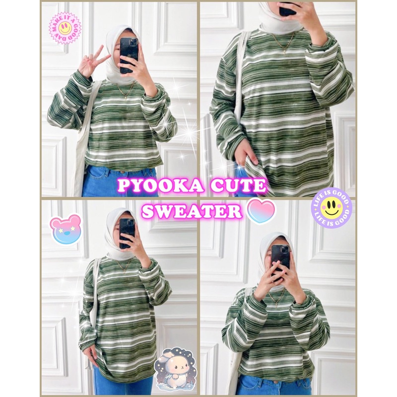 Weijia Fashion Baju Sweater Wanita Terbaru / PYOOKA OVERSIZE SWEATER Cewek / Ootd