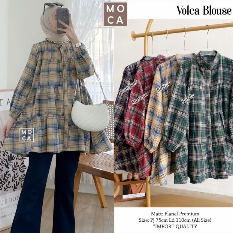 VOLCA BLOUSE ORI MOCA | Ld110 Flanel Premium