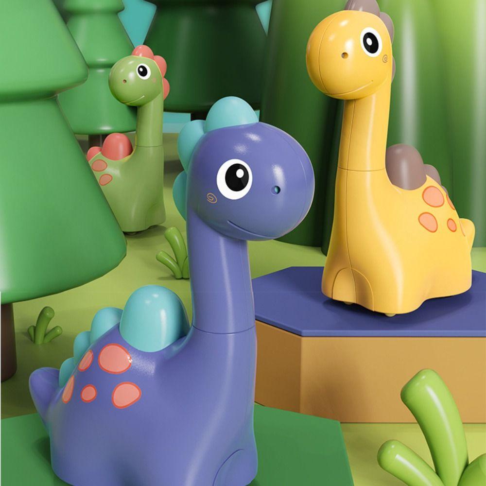 【 ELEGANT 】 Brachiosaurus Model Mainan Mobil Kuning Mainan Montessori Tekan Retur Hijau Ungu Mainan Dinosaurus Untuk Anak Laki-Laki