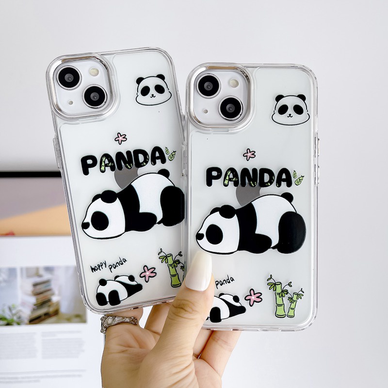 【Independent buttons】Clear Silicone Soft Case IPhone 6S 7 8 Plus SE XR XS Max 11 12 13 14 Pro Max 14 Plus Cute China Panda