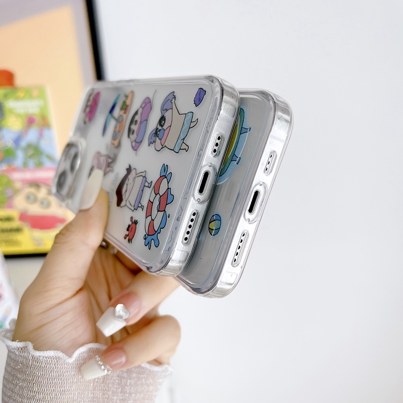 [Kancing Mandiri] Bening Lucu Imut Crayon Shin-chan Silikon Soft Case IPhone 6s7 8 Plus SE XR XS Max11 12 13 14 Pro Max14 Plus Untuk Cewek Wanita