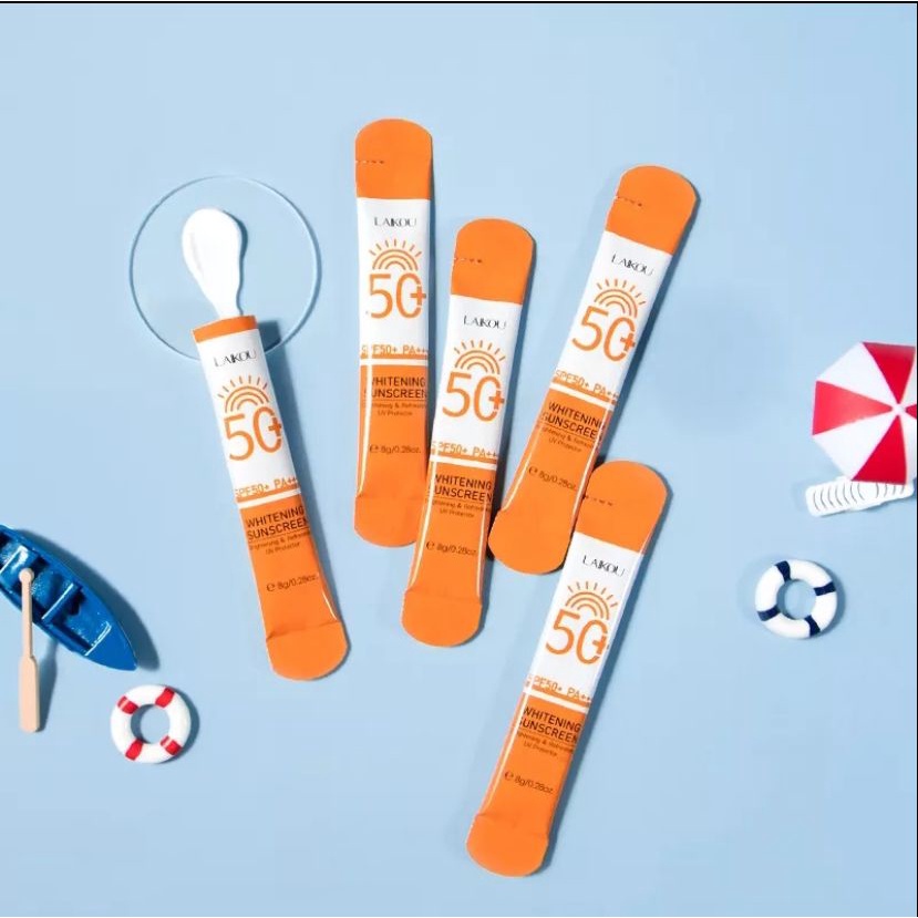 LAIKOU Sunscreen Mencerahkan Wajah SPF50 PA+++ Sunscreen Tubuh Tahan Lama 8g