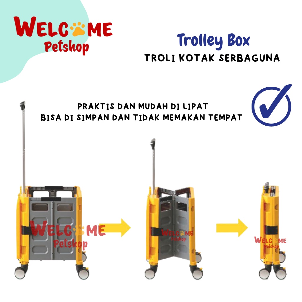 Trolley Box Anjing Kucing Troli Lipat Stroller Keranjang Belanja Sayur