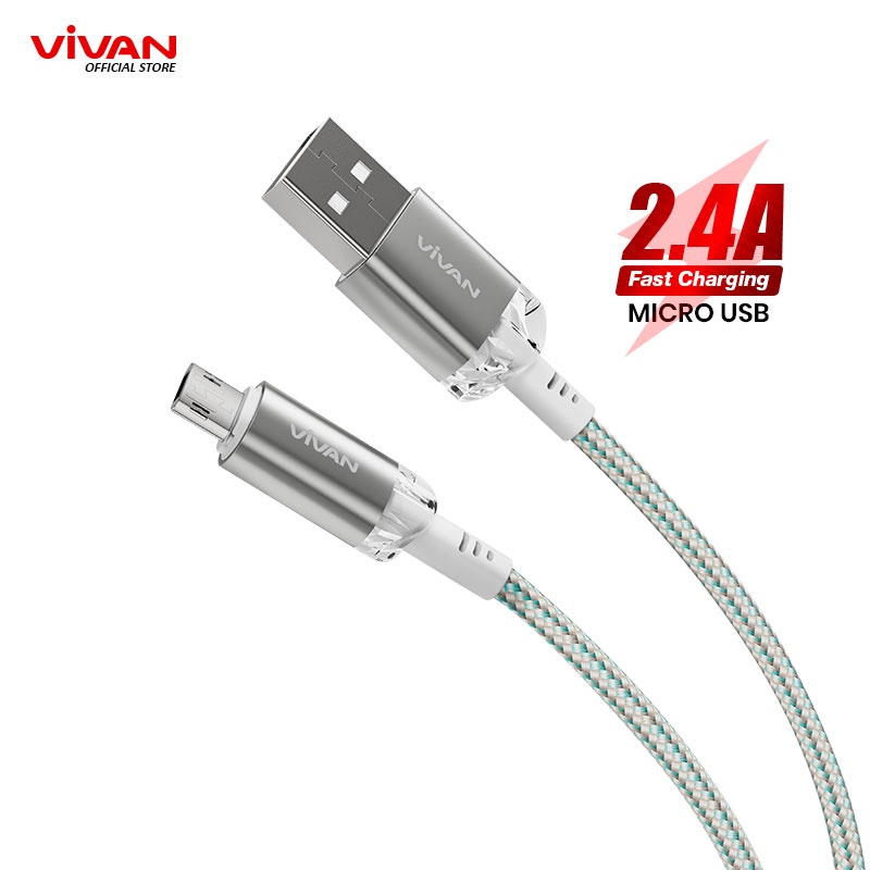 VIVAN Kabel Data USB Type C/Lightning/Micro USB 100cm Fast Charging 3A/2.4A Garansi Resmi 1 Tahun VXC100S/VXL100S/VXM100S