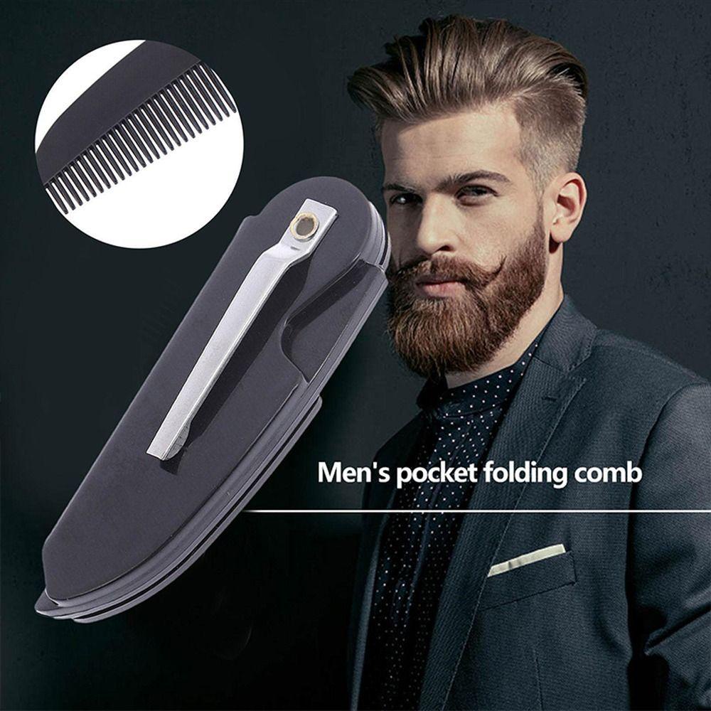 MXBEAUTY Sisir Kumis Pria, Sisir Jenggot Lipat Portabel, Membentuk Alat Carding Bahan Plastik Tahan Lama Anti Statis Untuk Barber