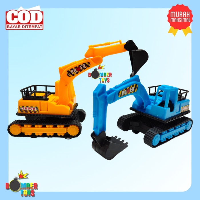 Mainan anak Mobil Keruk konstruksi excavator traktor Pull Back