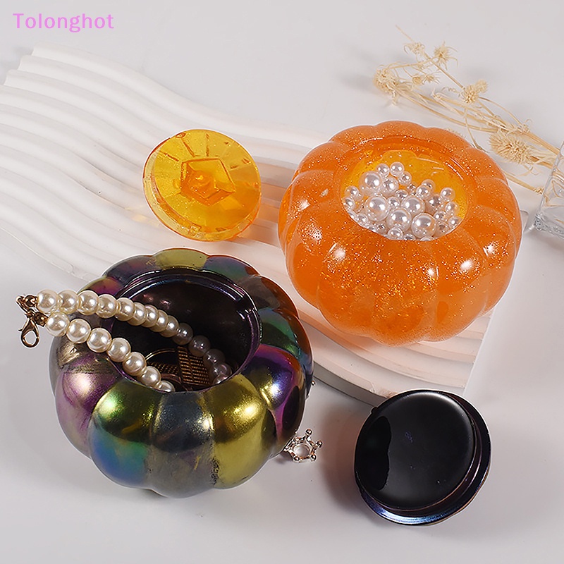 Tolonghot&gt; Toples Labu Dengan Tutup Cetakan Silikon Halloween Kotak Penyimpanan Perhiasan Plester Cetakan DIY Buatan Tangan Plester Epoxy Resin Kerajinan Tangan Hadiah Pesta well