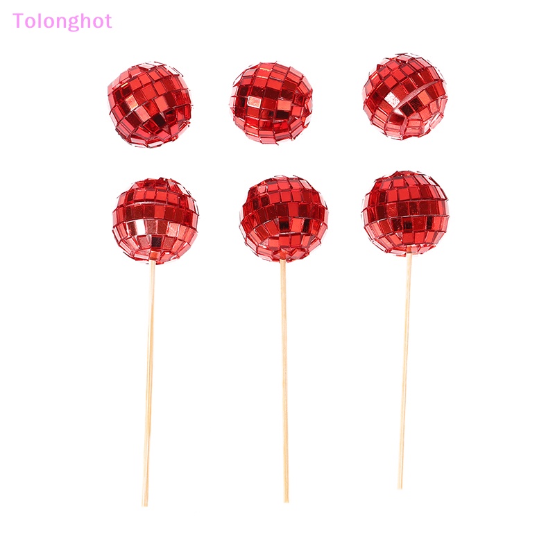 Tolonghot&gt; 12Pcs Mirror Ball Hiasan Kue Pesta Retro Disko Dekorasi Kue Tari Ulang Tahun Pesta Bola Cupcake Toppers Perlengkapan Pesta well