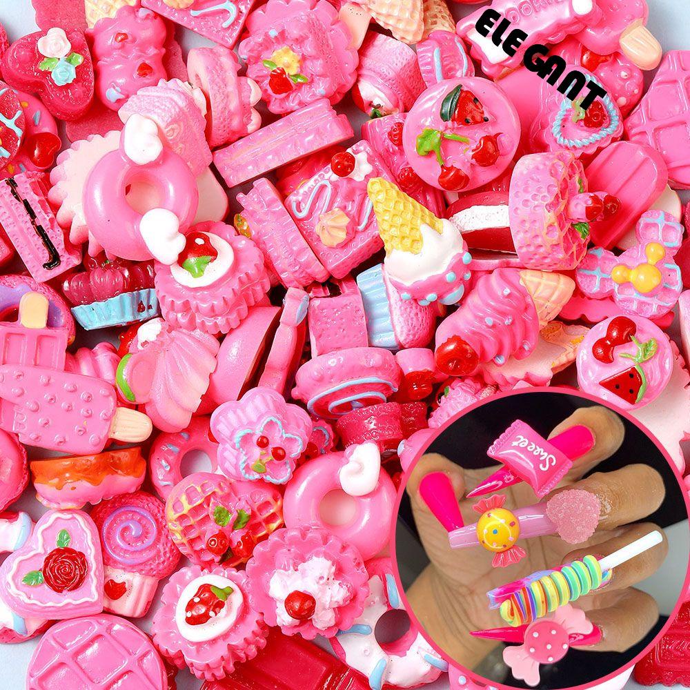 【 ELEGANT 】 Candy Nail Art Perhiasan Resin Gummy Indah DIY Aksesoris Kuku