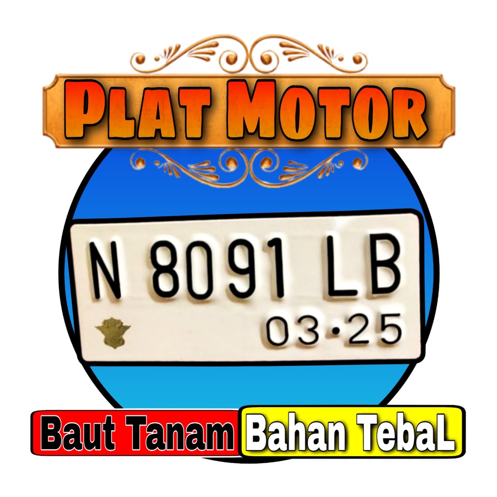 plat motor Warna putih stiker Hitam/Baut Tanam/Proses cepat