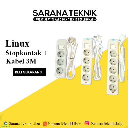 [SARANA TEKNIK] Linux 5Lubang 3M StopKontak Terminal Stop Kontak  5LB 3M / stopkontak + kabel  / col