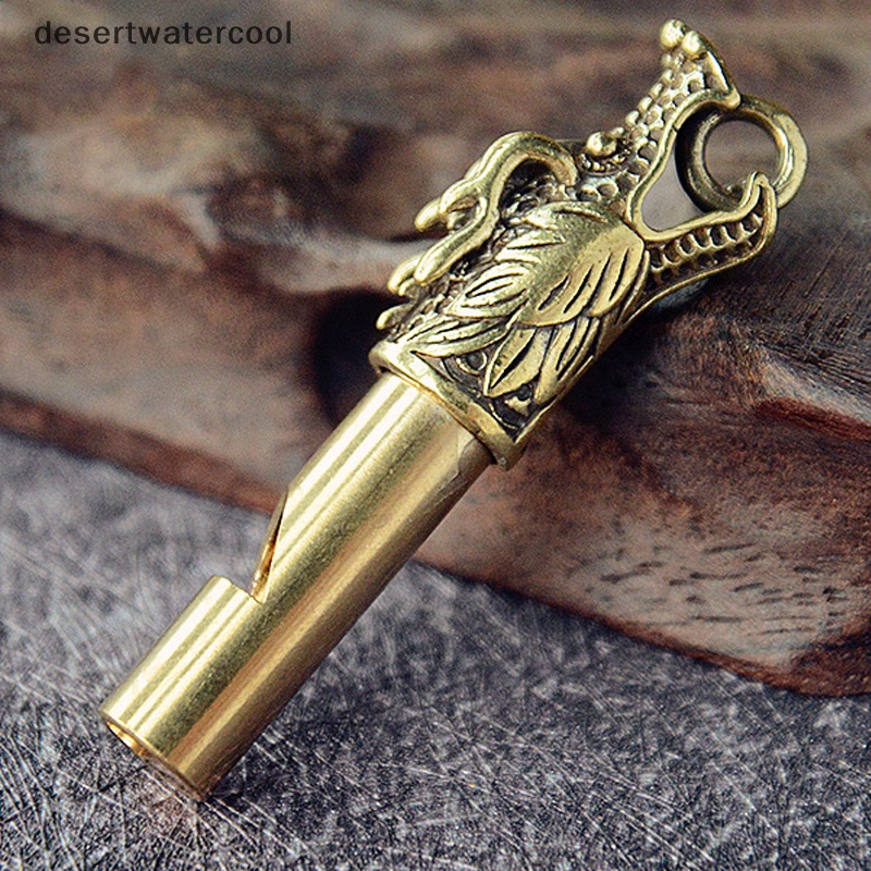 Deid Handmade Kuningan Kepala Naga Peluit Kunci Mobil Rantai Liontin Alat Siul Martijn