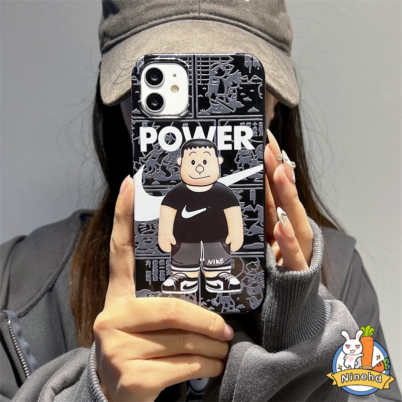 IPHONE Kartun Merek Trendi Fashion Ponsel Case Cocok Untuk Anak Laki-Laki Kompatibel Untuk Iphone14 13 12 11 Pro Max X Xr Xs Max8 7 6 6s Plus SE 2020 Shockproof Frame Pelindung Hitam Soft Case