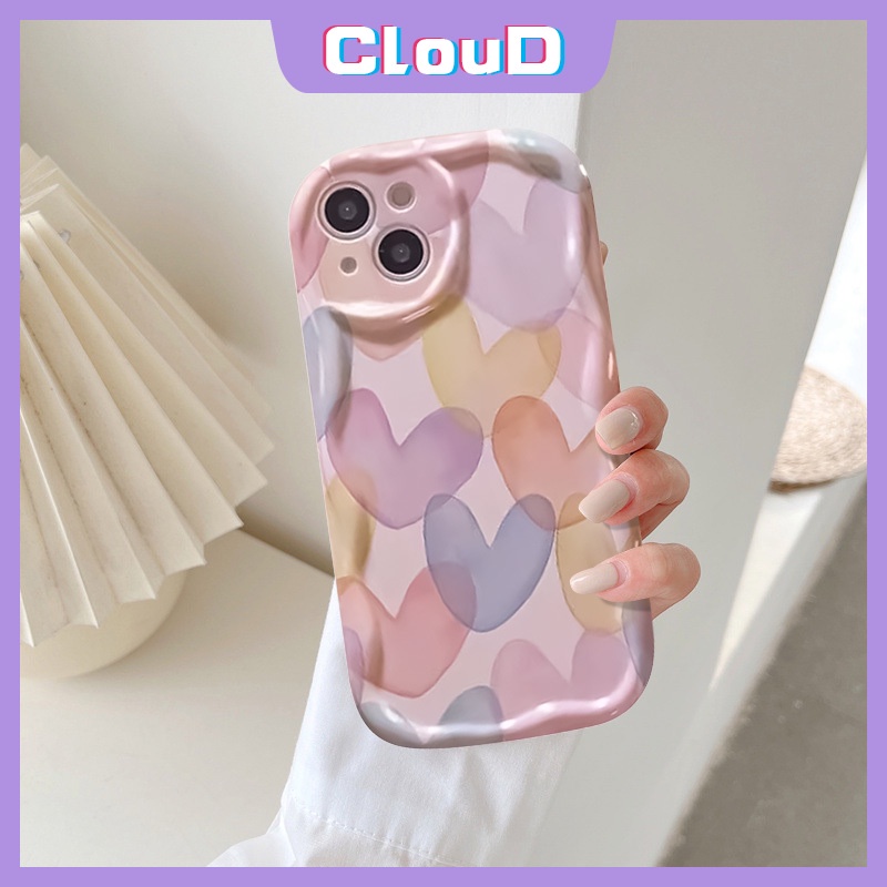 Casing Ponsel Tahan Guncangan Tepi Melengkung Bergelombang 3D Untuk Infinix Hot10 20 30 9 8 12 11 Play Hot8 9 30i 10Lite Note12 G96 Smart7 5 6 6Plus Blue Love Heart Colorful Sweet Love Heart Case