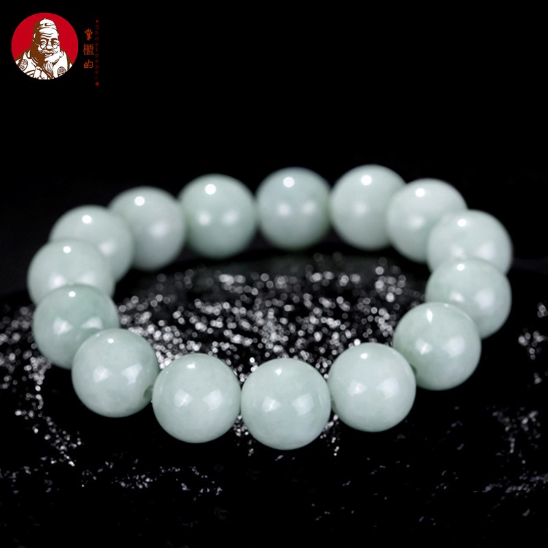 [Dengan sertiflkat  identiflkasi] Natural Batu giok, gelang hijau dan putih, manik-manik batu giok e