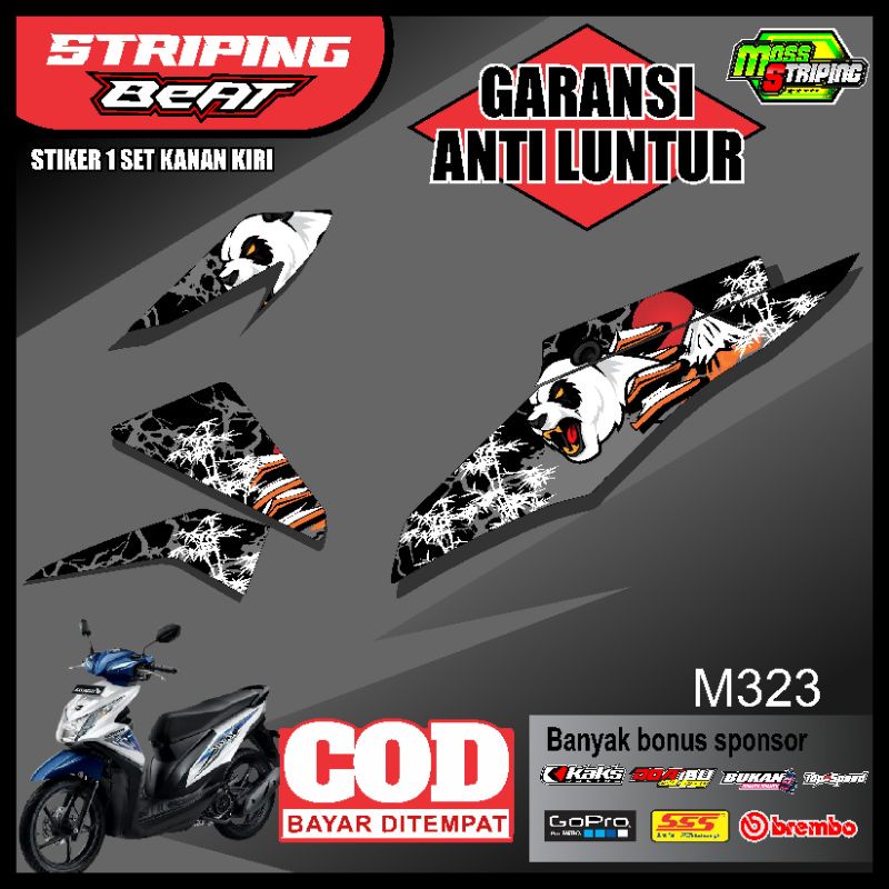 MASS striping-  Striping Motor Honda Beat fi Panda Beat Fi 2012 2013 2014 2015 2016 lis list variasi