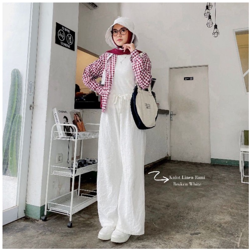 CELANA KULOT LINEN HIGHWAIST CELANA WANITA KULOT LINEN KOLOR TALI
