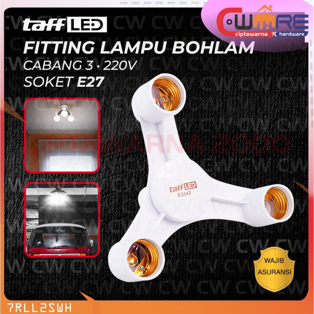 Penghubung Fitting E27 Cabang 3 Lampu Bohlam Studio - BDB CW2H