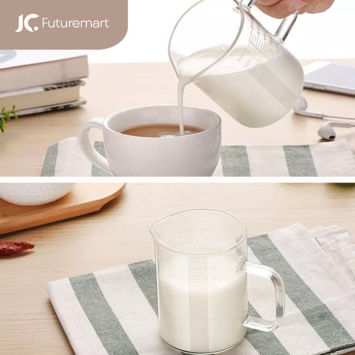 GELAS TAKAR KACA GLASS MEASURING JUG GELAS UKUR TUTUP BAMBU - 1000 ML, TANPA BUBBLE