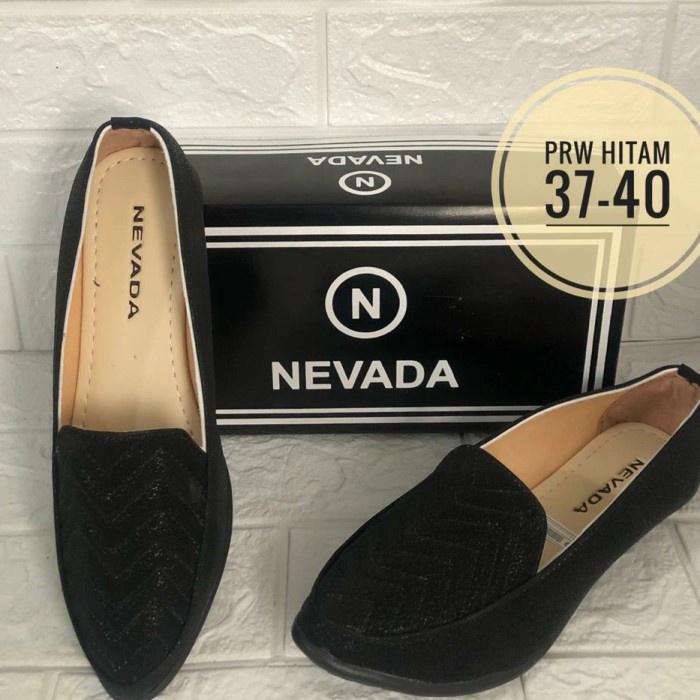 sepatu flat shoes nevada wanita formal slop terlaris cod - Hitam, 37