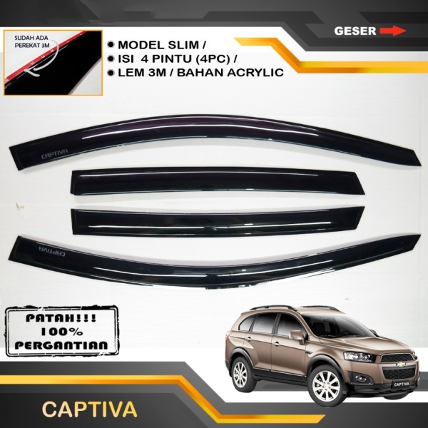 Bayar Ditempat- Bayar Ditempat - Talang Air Pintu Mobil CHEVROLET CAPTIVA MODEL SLIM High Quality - 