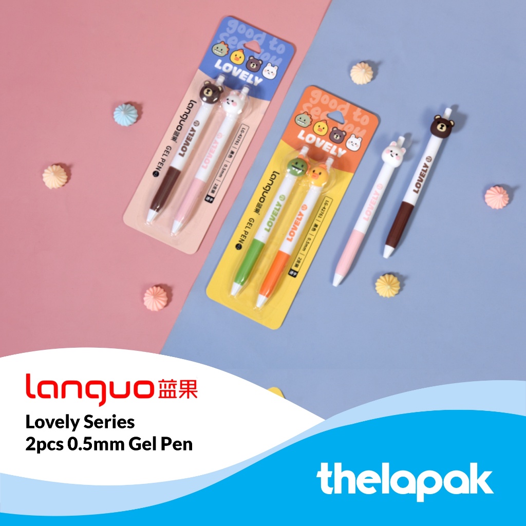 

Pulpen Gel 0.5mm Set 2pcs Languo Lovely Series Brown Bear & Pink Rabbit Pen