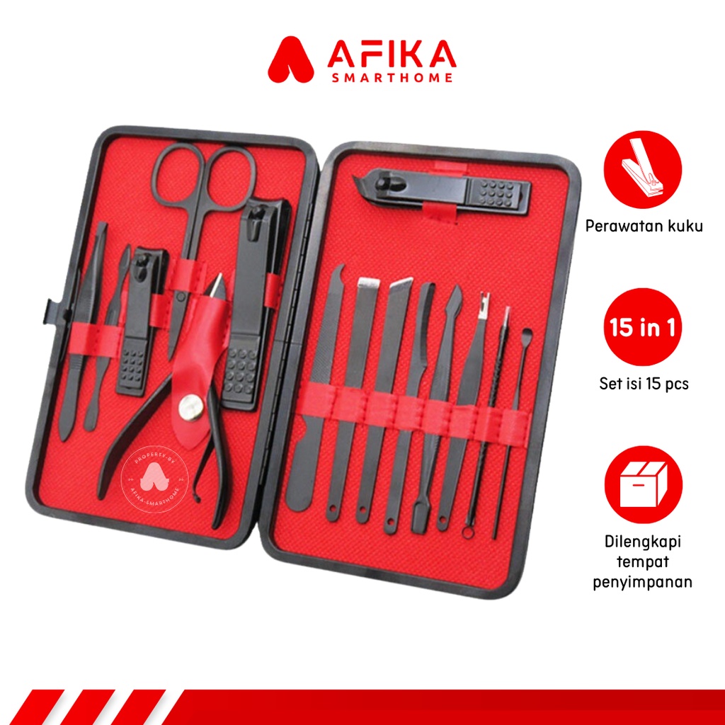 Set Perlengkapan Manicure Pedicure Perawatan Kuku Gunting Kuku 15 in 1
