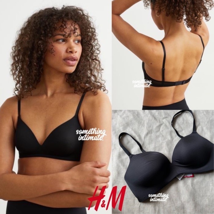 New Promo Style H&M Shape Wireless Microfiber Bra Bh Tanpa Kawat Wirefree Airism Airy - Black, 32A