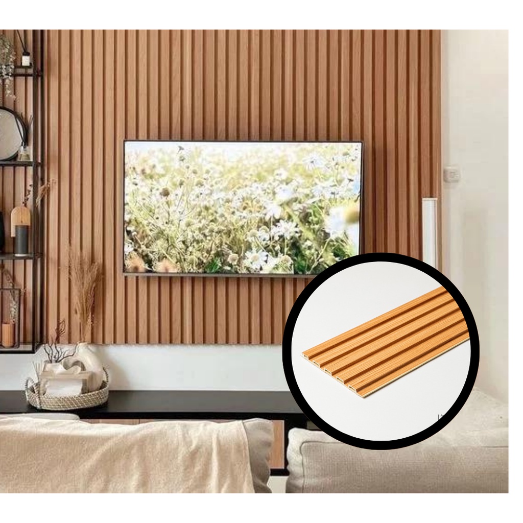 dw85gv WPC Wood Wall Panel PVC Dekorasi Dinding Wallpanel Pengganti Stiker Dinding Wallpaper
