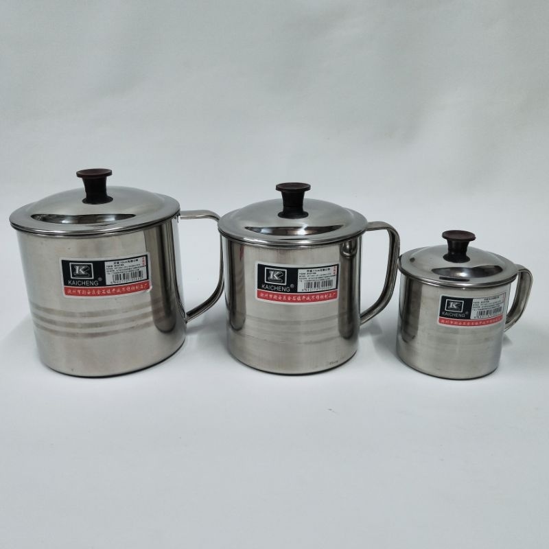 GELAS / MUG STAINLESS STEEL + TUTUP/KHUSUS 7CM TANPA TUTUP