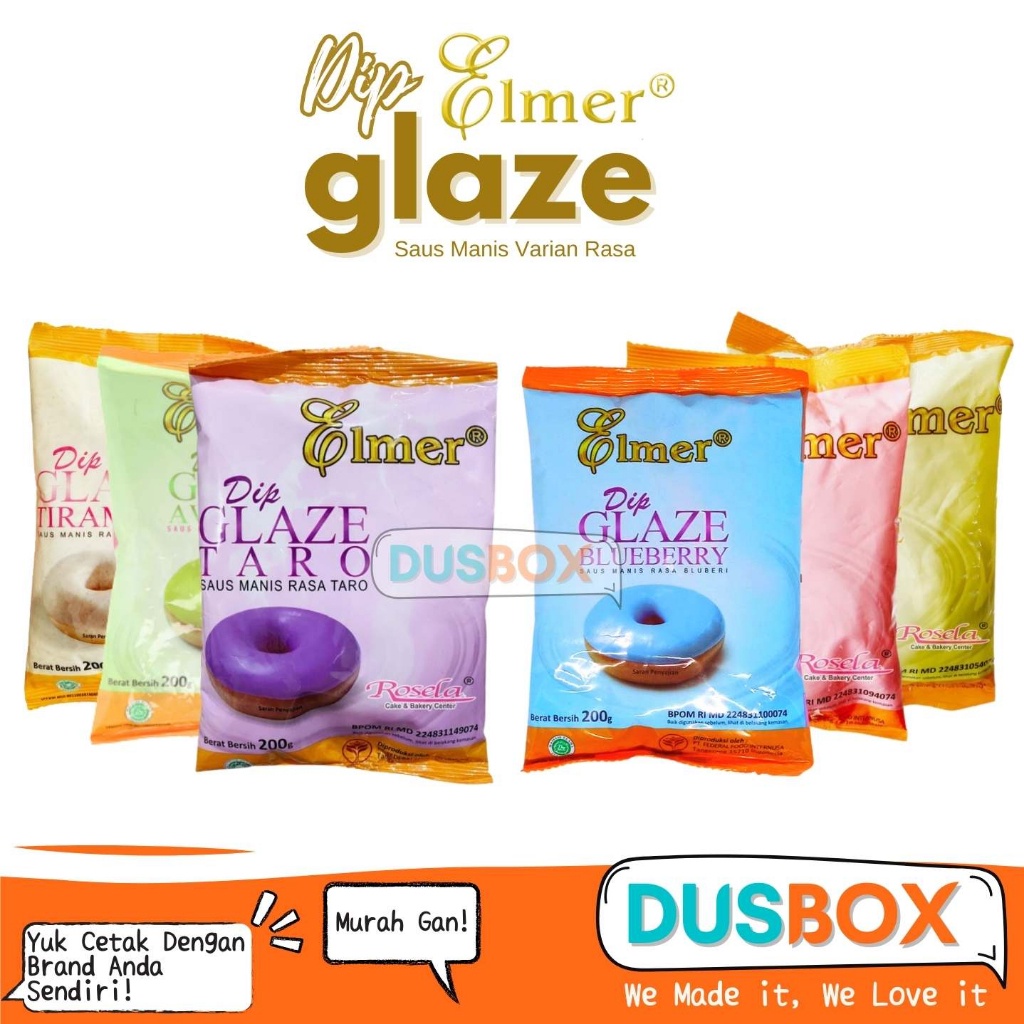 

Elmer Dip Glaze / Saus Manis Elmer Dip Glaze / Elmer Dip Glaze Saus Manis 200gr / Toping Donat / Saus Donat / Selai Donat