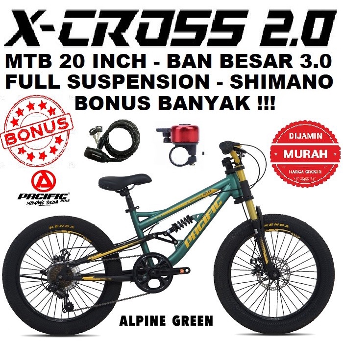 TERBARU MTB 20" X-Cross 2.0 sepeda MTB 20 inch X-cross by pacific