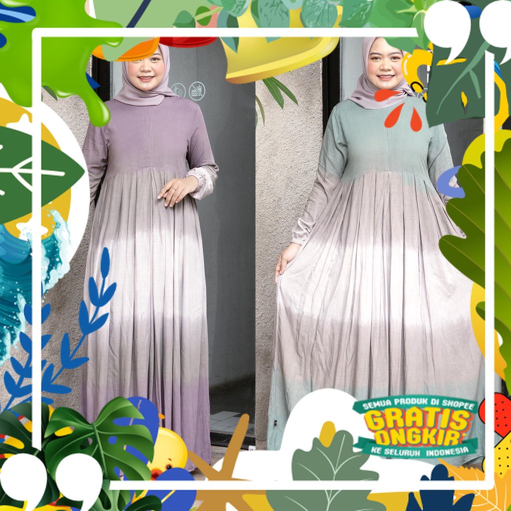 [BISA COD] GAMIS RAYON PREMIUM GRADASI / HOMEY DRESS MUSLIM TIE DYE / GAMIS LD 105 / GAMIS LD 120 / 