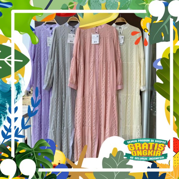 Delia brukat dress gamis import premium lfy, delia maxi, gamis mewah, dress busui friendly/ solat sh