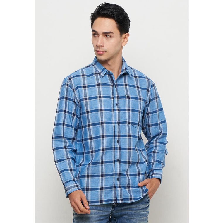 Kemeja Emba Jeans - Kemeja Pria Lengan Panjang Kotak-kotak warna Biru - Lucas One