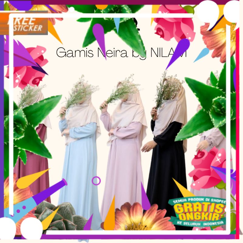 Gamis Neira by NILAM Indonesia/Gamis Polos/Gamis Daily/Daily Outfit/Gamis Busui/ solat sholat ied id