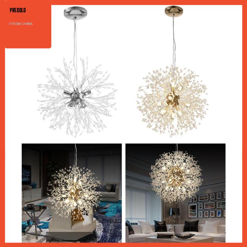 [Predolo] Lampu Gantung LED Light Stainless Steel Crystal Pendant Lighting Plafon