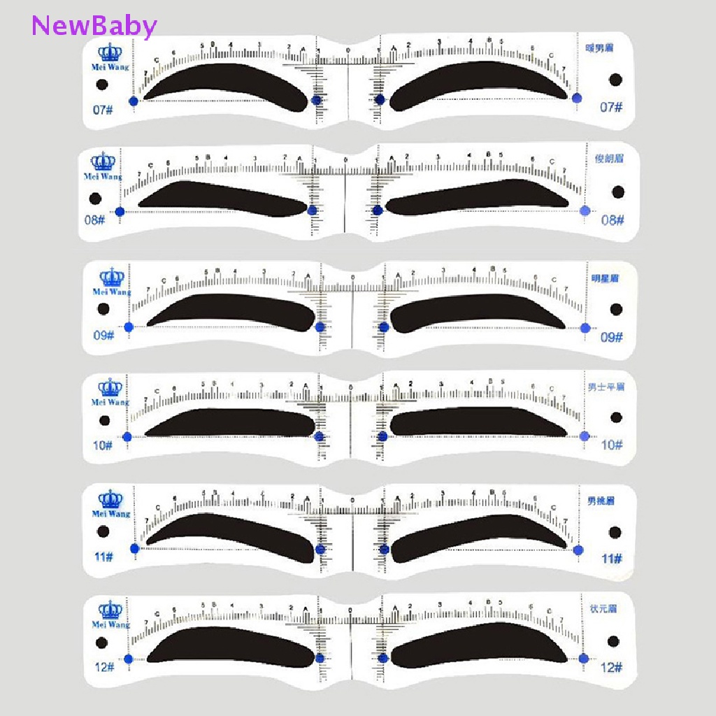 Newbaby 12Pcs Gaya Stensil Pembentuk Alis Grooming Shaper Template Alat Makeup ID